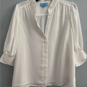 CeCe Cream Blouse with Puff Sleeves